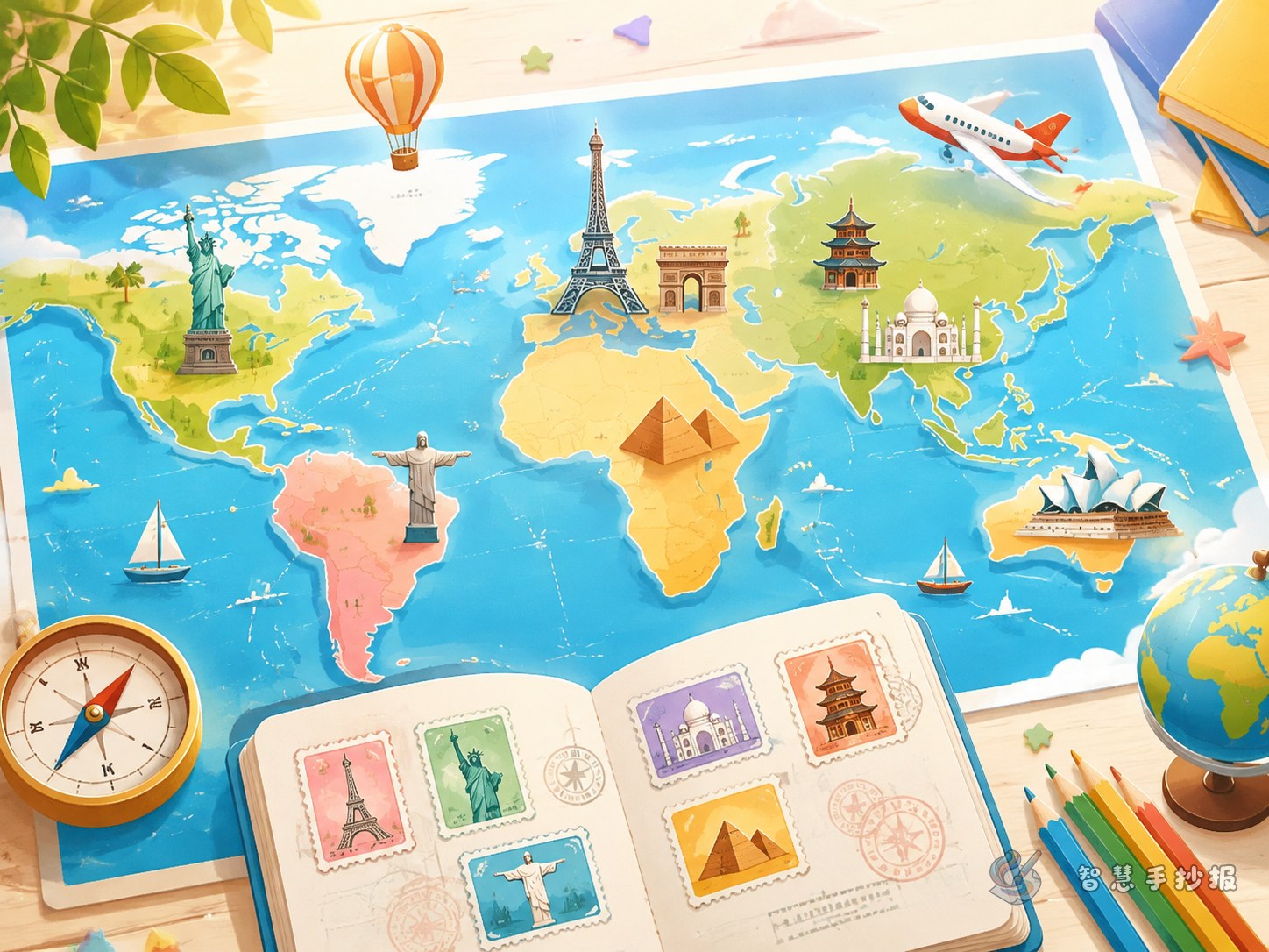 How to Make a World Map and National Landmarks Handwritten Newspaper - Poster topic cover image