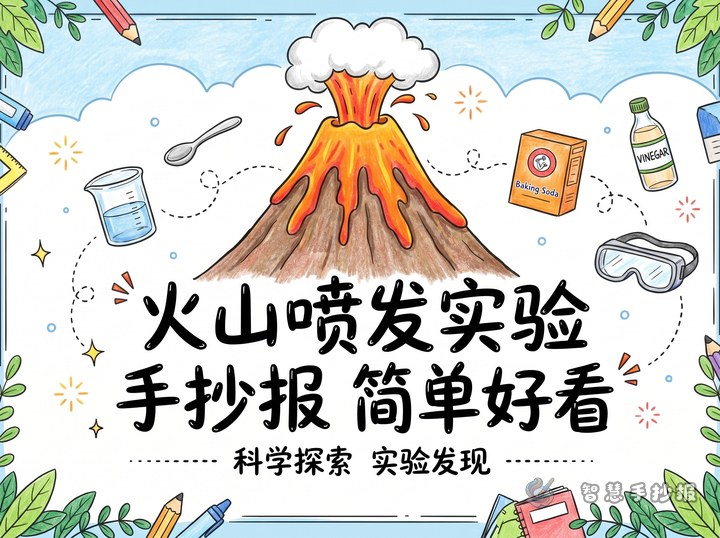 火山喷发实验手抄报怎么写更简单好看 - 手抄报专题封面