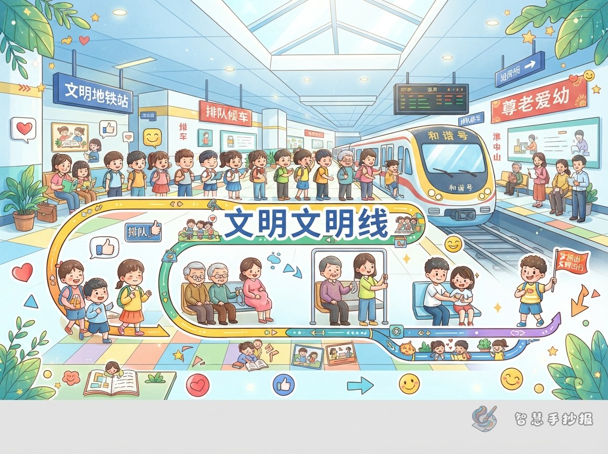 How to Draw a Metro Courtesy Poster: Turn Good Habits into a Route - Poster topic cover image