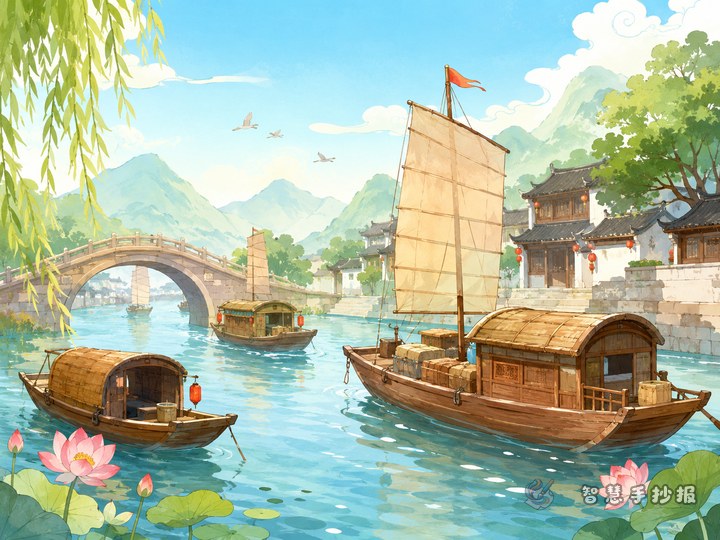 How to Make a Handwritten Newspaper About Ancient Water Transportation and Boat Travel - Sketch cover for Ancient Chinese Transportation and Travel Culture Handwritten Newspaper