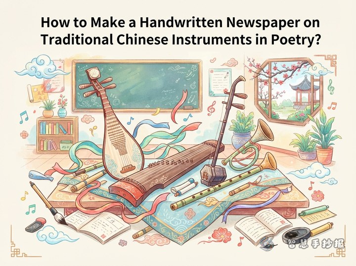 诗词中的中国传统乐器手抄报怎么做？ - 中国传统乐器文化手抄报系列作品预览