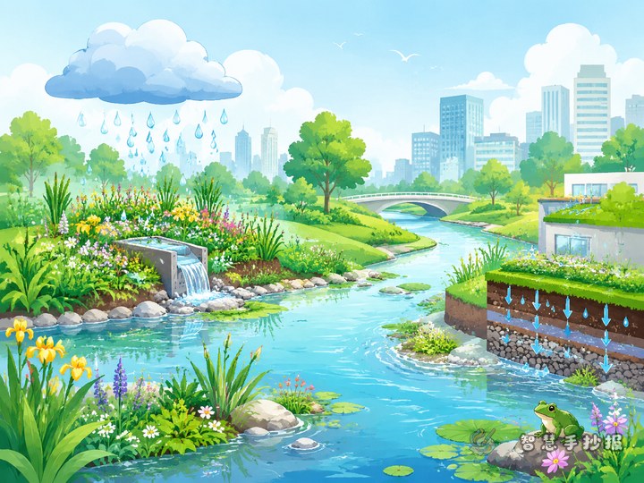 雨水花园和海绵城市手抄报怎么做才能体现护河 - 相关内容封面