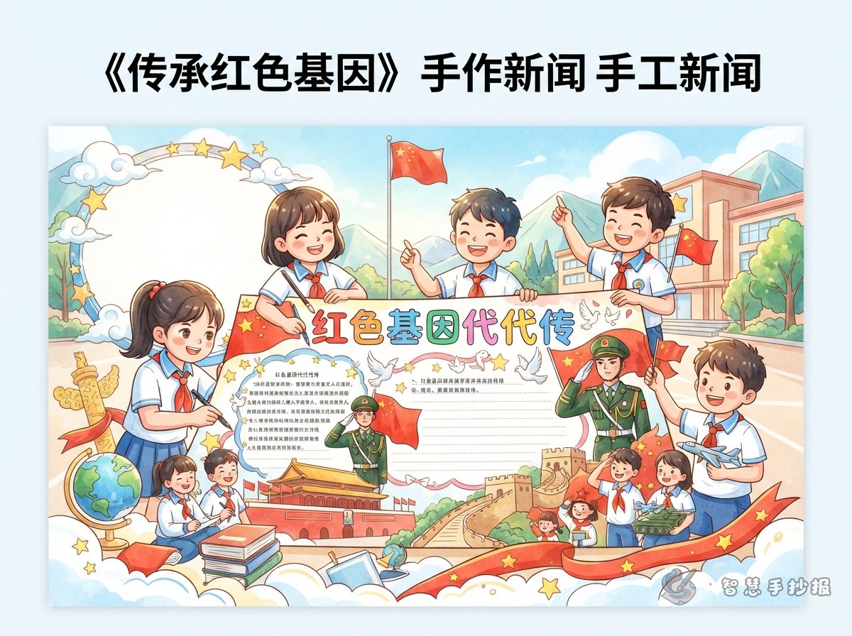 红色基因代代传手抄报怎么安排栏目和版面 - 智慧手抄报专题封面图
