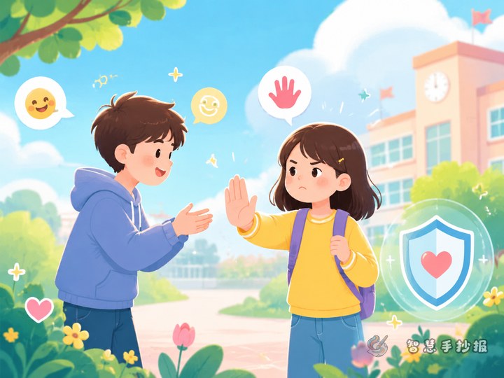 同学熟人越界玩笑怎么拒绝？校园自护手抄报内容这样安排 - 手抄报专题封面