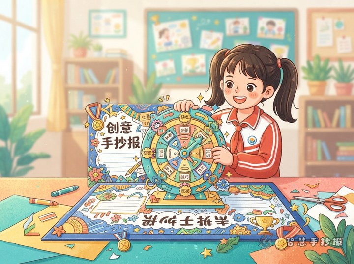 比赛手抄报怎么设计转盘机关才有获奖感 - 相关内容封面