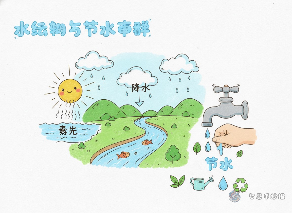Why Is There More Water in Rivers After Rain? How to Explain Evaporation, Rainfall, and Saving Water in a Handwritten Newspaper - Poster topic cover image