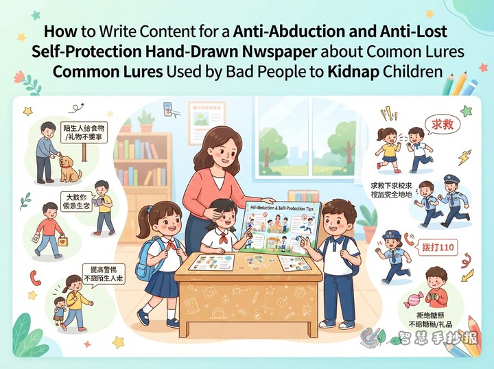 How to Write a Handwritten Newspaper About Common Child Abduction Tricks - Sketch Topic Cover