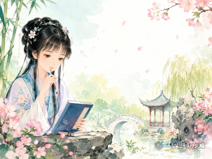 What should I write in a Lin Daiyu character handwritten newspaper? - Poster line art preview