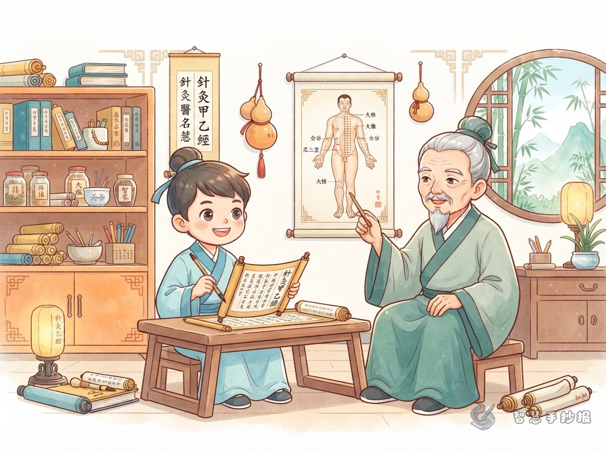 皇甫谧《针灸甲乙经》手抄报怎么画：认识古代针灸文化 - 智慧手抄报专题封面图