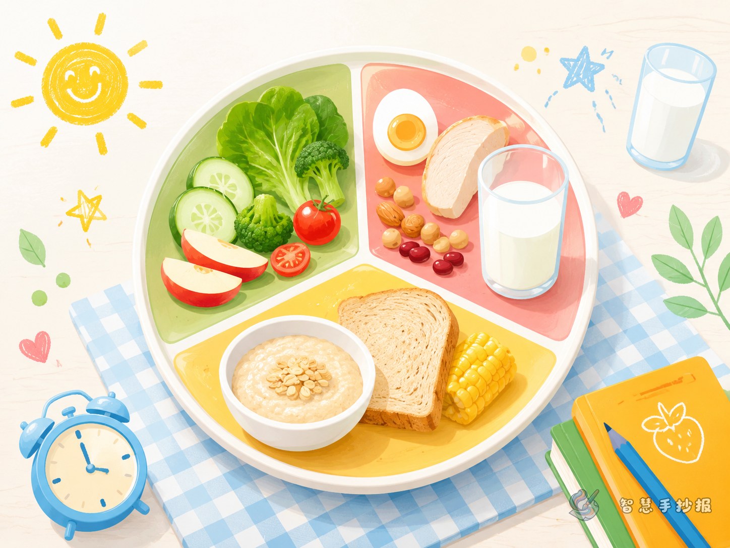 How to Show Nutrition with a Three-Color Breakfast Plate Poster - Poster topic cover image