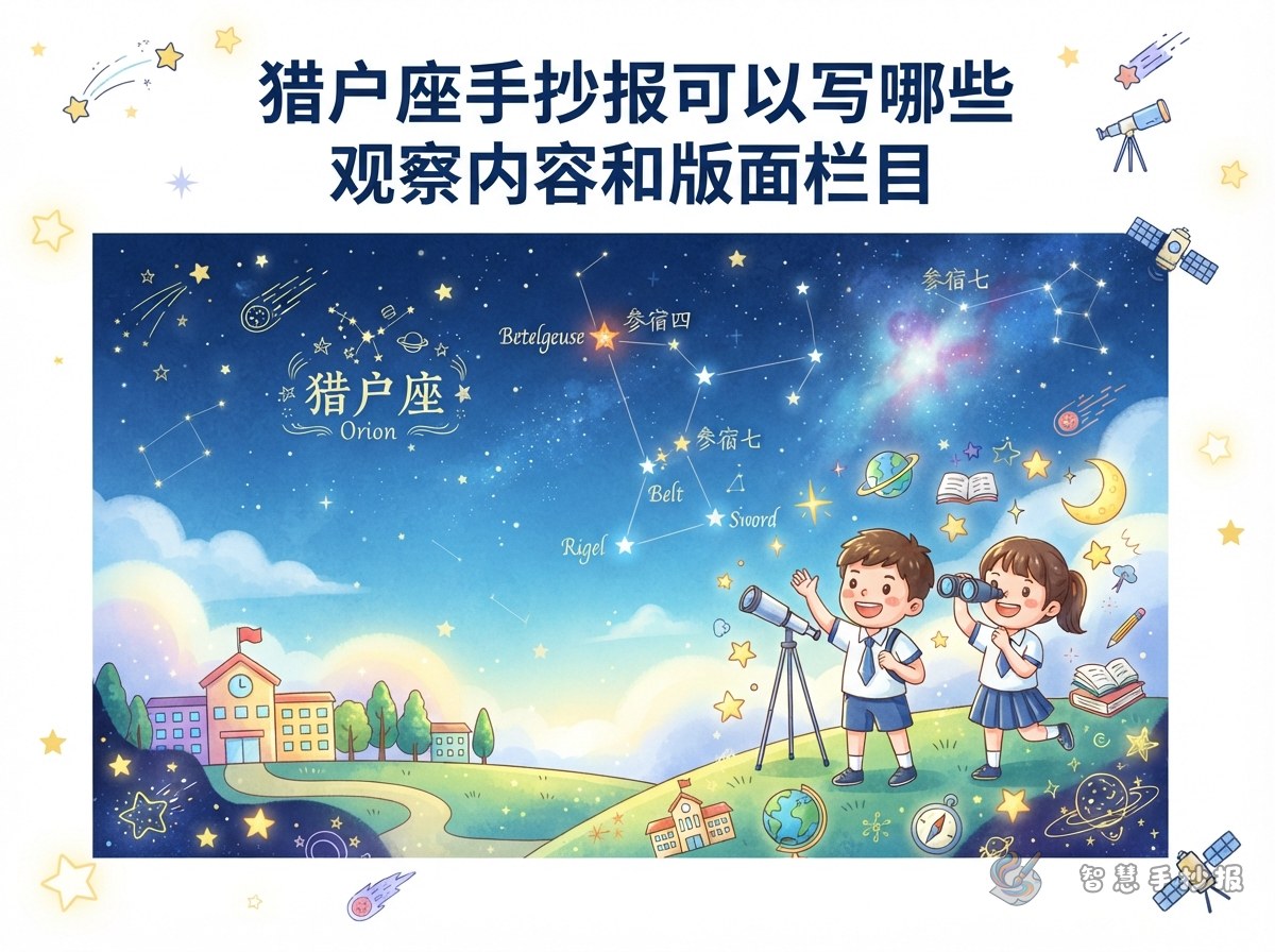 猎户座手抄报可以写哪些观察内容和版面栏目 - 智慧手抄报专题封面图