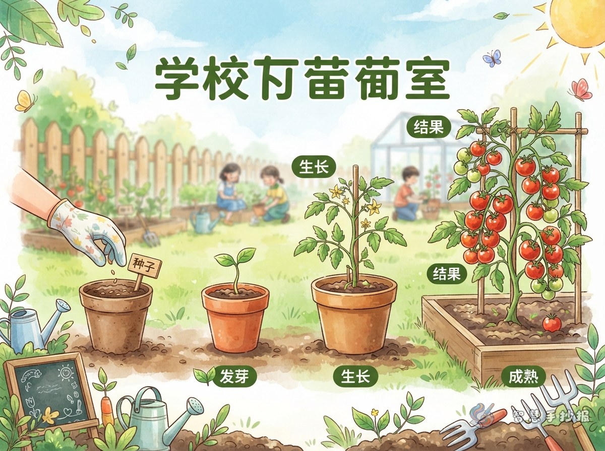 小番茄从播种到结果的手抄报怎么做？ - 智慧手抄报专题封面图