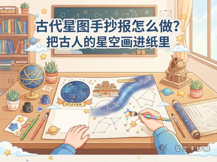 古代星图手抄报怎么做？把古人的星空画进纸里 - 相关内容封面