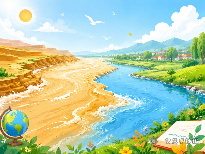 How to combine the Yellow River and my hometown river in a clear poster - Preview of Yellow River Culture and Hometown Rivers Handwritten Newspaper series