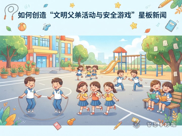 课间文明活动与安全游戏手抄报怎么写 - 课间文明活动与安全游戏手抄报系列作品预览