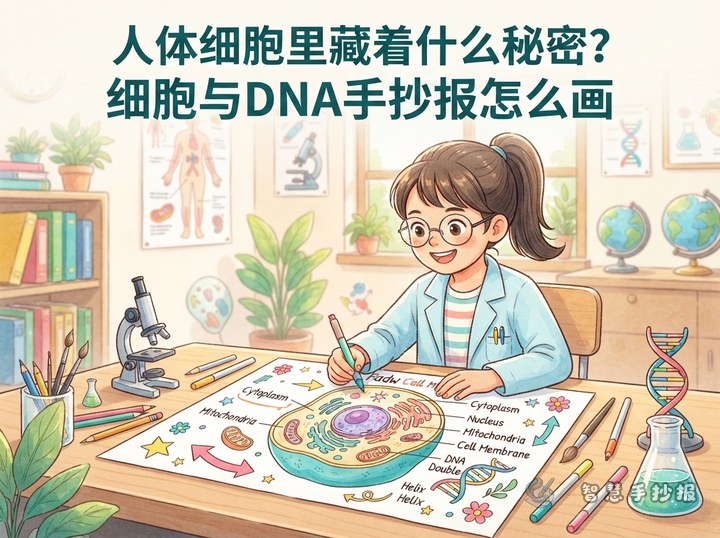 What Is Hidden Inside a Human Cell? How to Make a Cell and DNA Handwritten Poster - Sketch Topic Cover