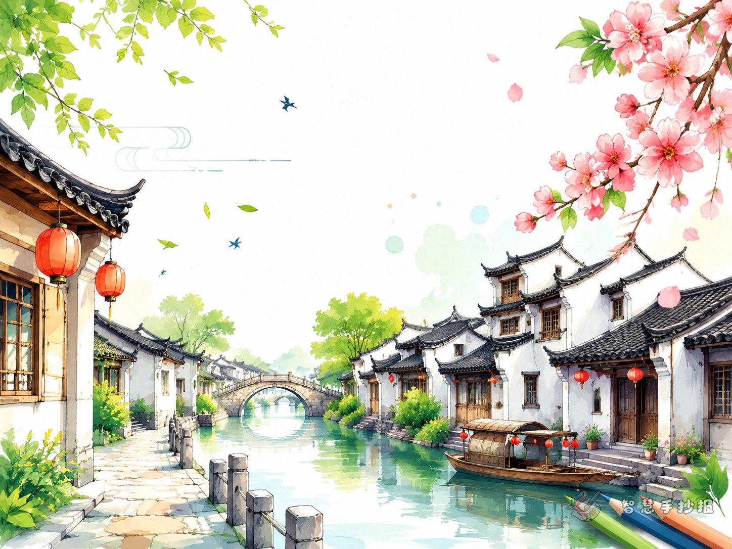 中国古镇手抄报可以写什么内容更有街巷味？ - 智慧手抄报专题封面图