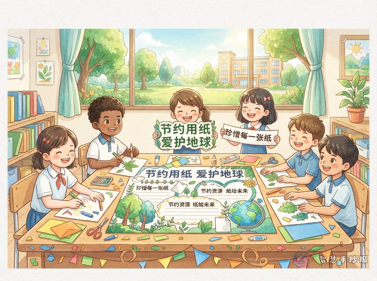 节约纸张的宣传标语怎么写进手抄报 - 智慧手抄报专题封面图