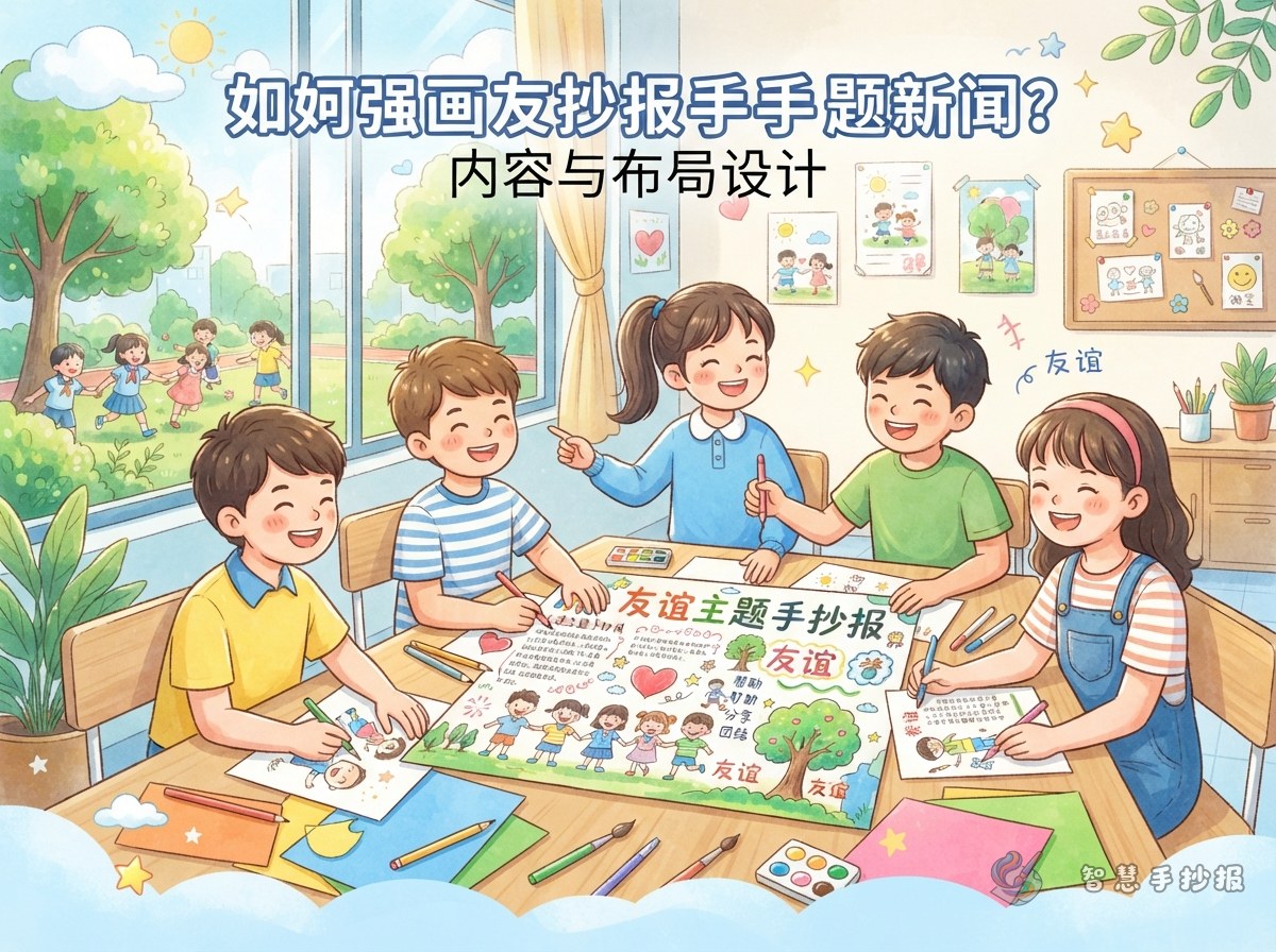 友谊主题手抄报怎么画？和同学友好相处的内容与版面设计 - 智慧手抄报专题封面图