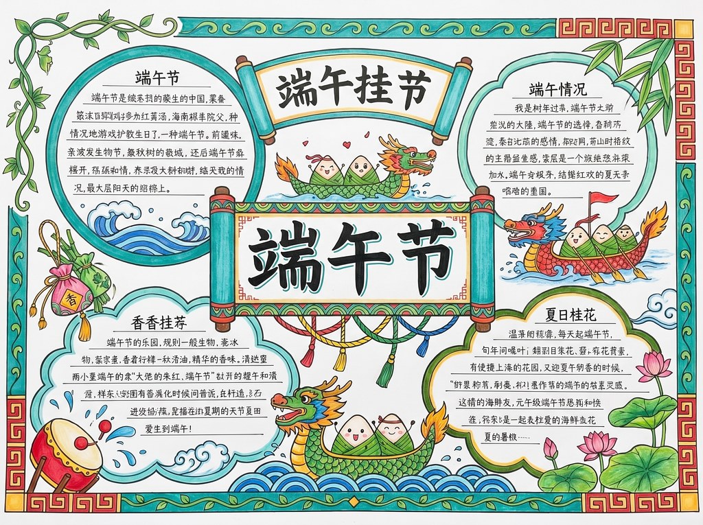 Fresh Dragon Boat Festival Handwritten Newspaper