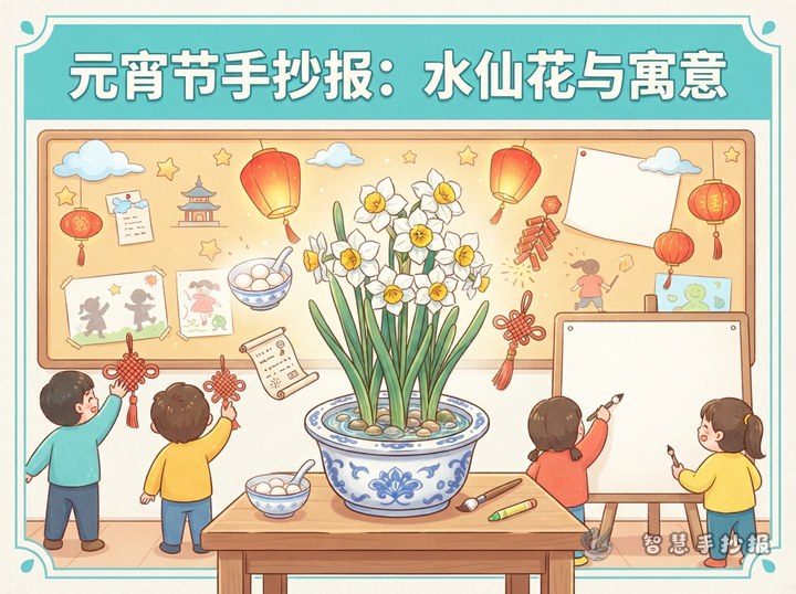 元宵节手抄报画水仙花合适吗？寓意、素材与版面设计 - 相关内容封面