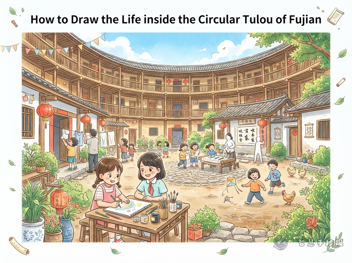 How to Draw Life Inside a Fujian Tulou Handwritten Newspaper - Poster topic cover image