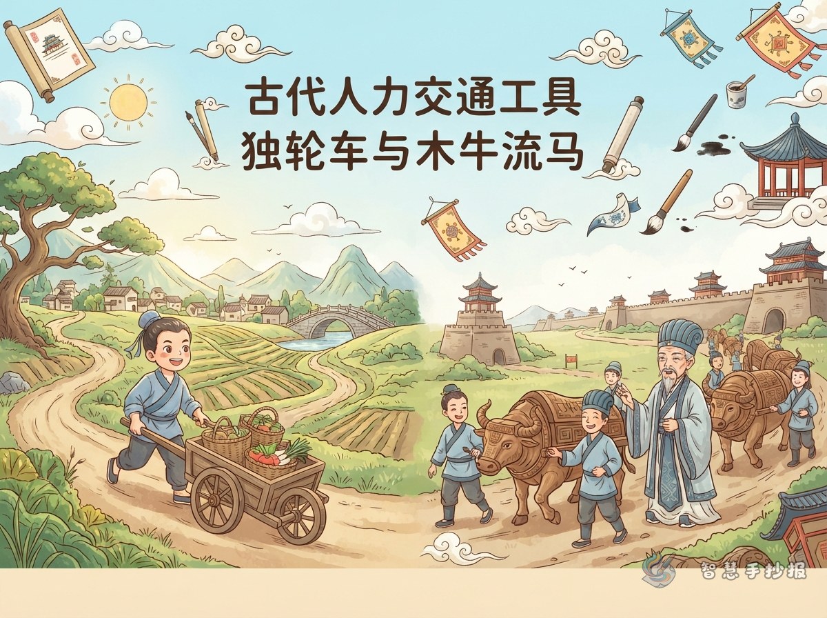 How Were Wheelbarrows and the Wooden Ox Used? Ancient Chinese Transport Newspaper Ideas - Poster topic cover image