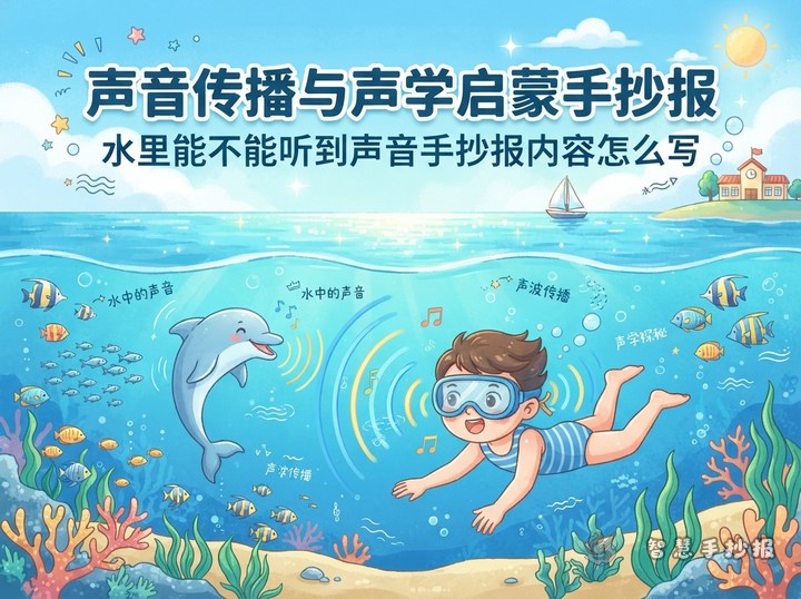 水里能不能听到声音手抄报内容怎么写 - 声音传播与声学启蒙手抄报系列作品预览