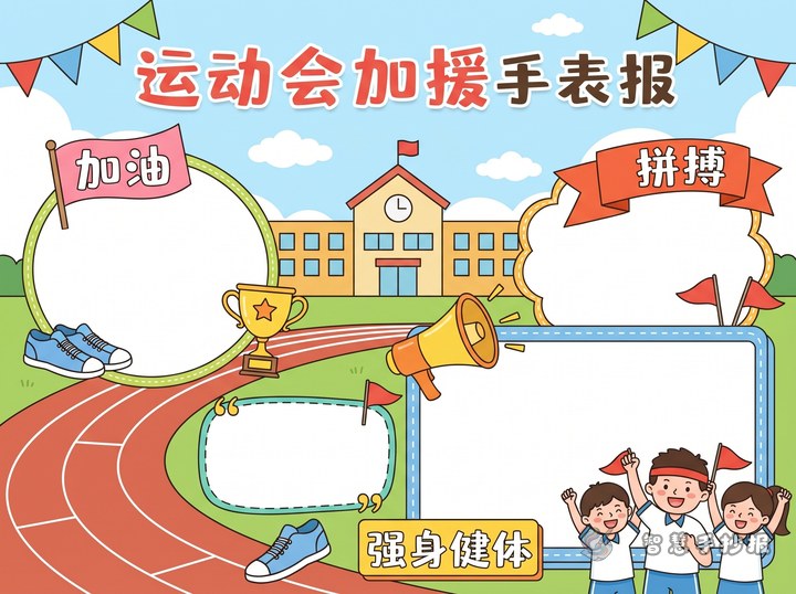 运动会加油手抄报写什么内容更合适 - 体育运动强身健体手抄报手抄报封面