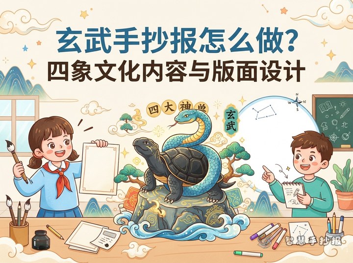 玄武手抄报怎么做？四象文化内容与版面设计 - 相关内容封面