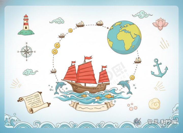 What should I write in a Maritime Silk Road poster to make it stand out? - Poster line art preview