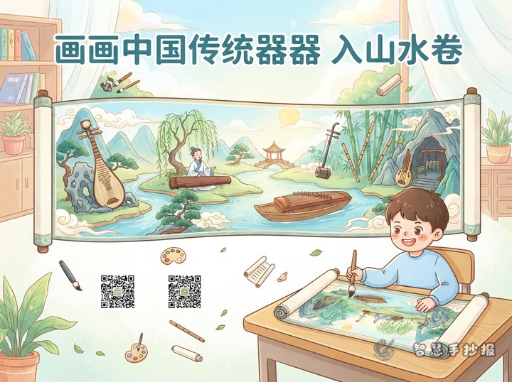中国传统乐器手抄报如何画成一幅山水长卷？ - 相关内容封面