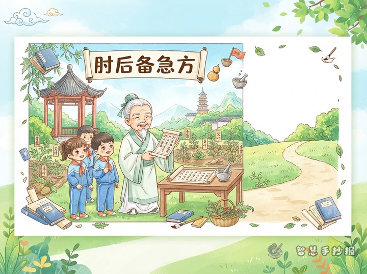 葛洪《肘后备急方》手抄报怎么写实用又有医德 - 中国古代名医与医德故事手抄报系列作品预览