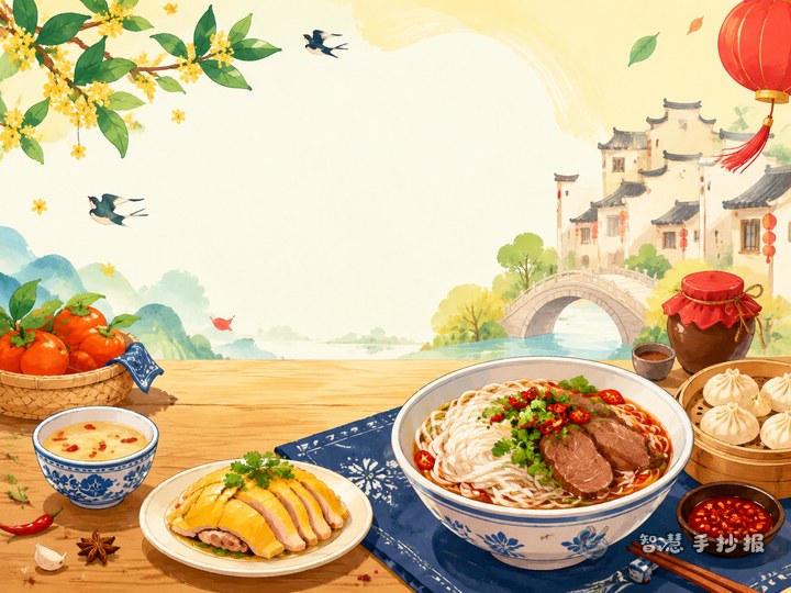 How can a hometown signature dish handwritten newspaper show both food and culture? - Poster line art preview