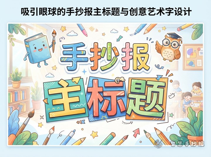 手抄报主标题字太多怎么排？双行错位艺术字设计方法 - 相关内容封面
