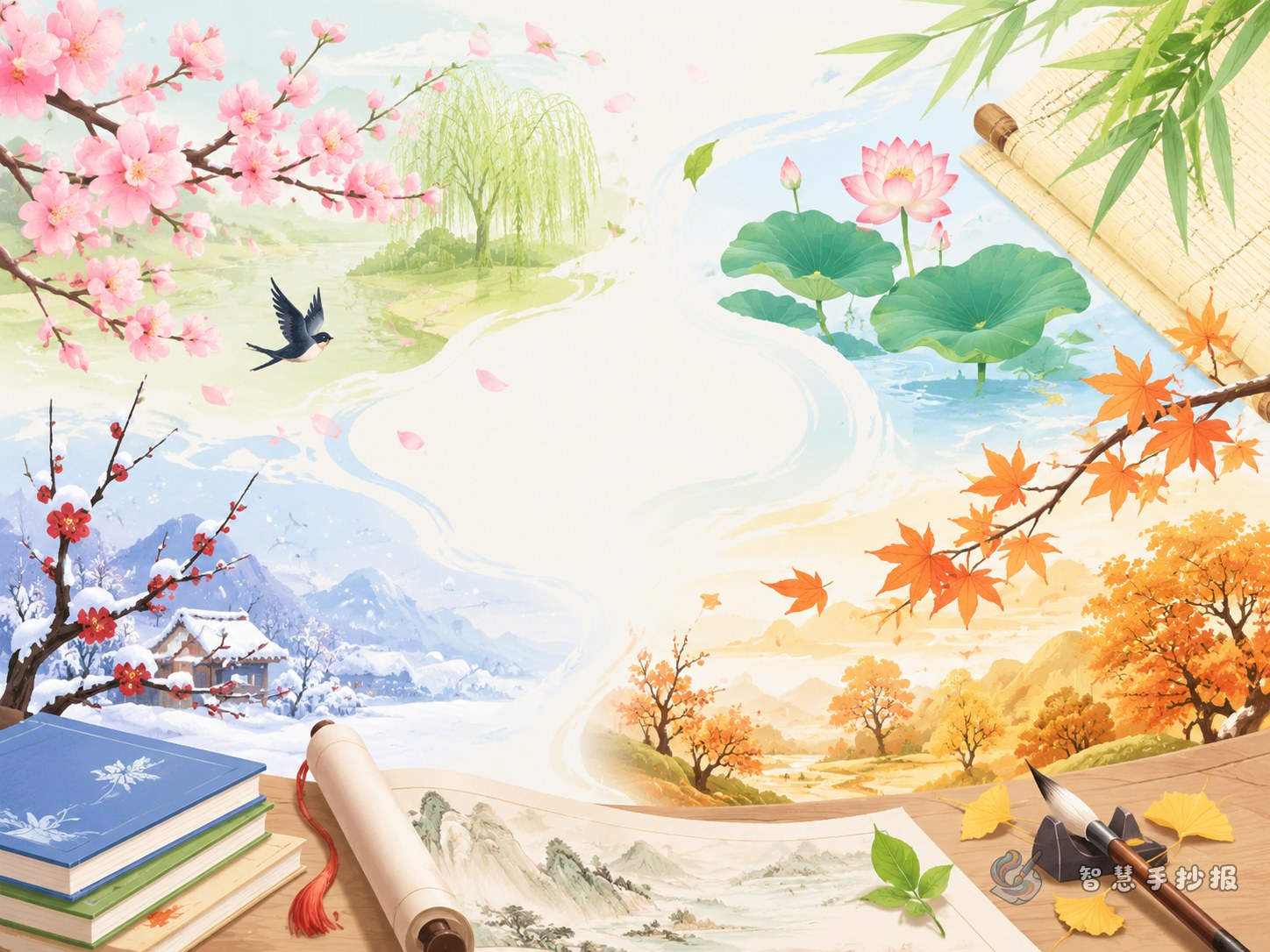 How to Make a Four Seasons Poetry Handwritten Newspaper - Poster topic cover image