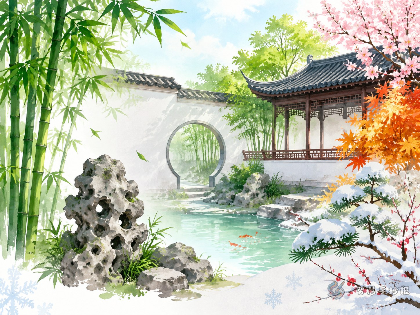 How to make a Ge Garden handwritten newspaper that highlights bamboo, four-season rockeries, and Yangzhou garden art - Poster topic cover image