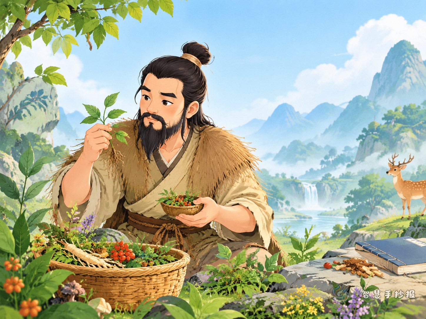 神农尝百草手抄报写什么？人物故事、素材和版面栏目一次说清 - 智慧手抄报专题封面图