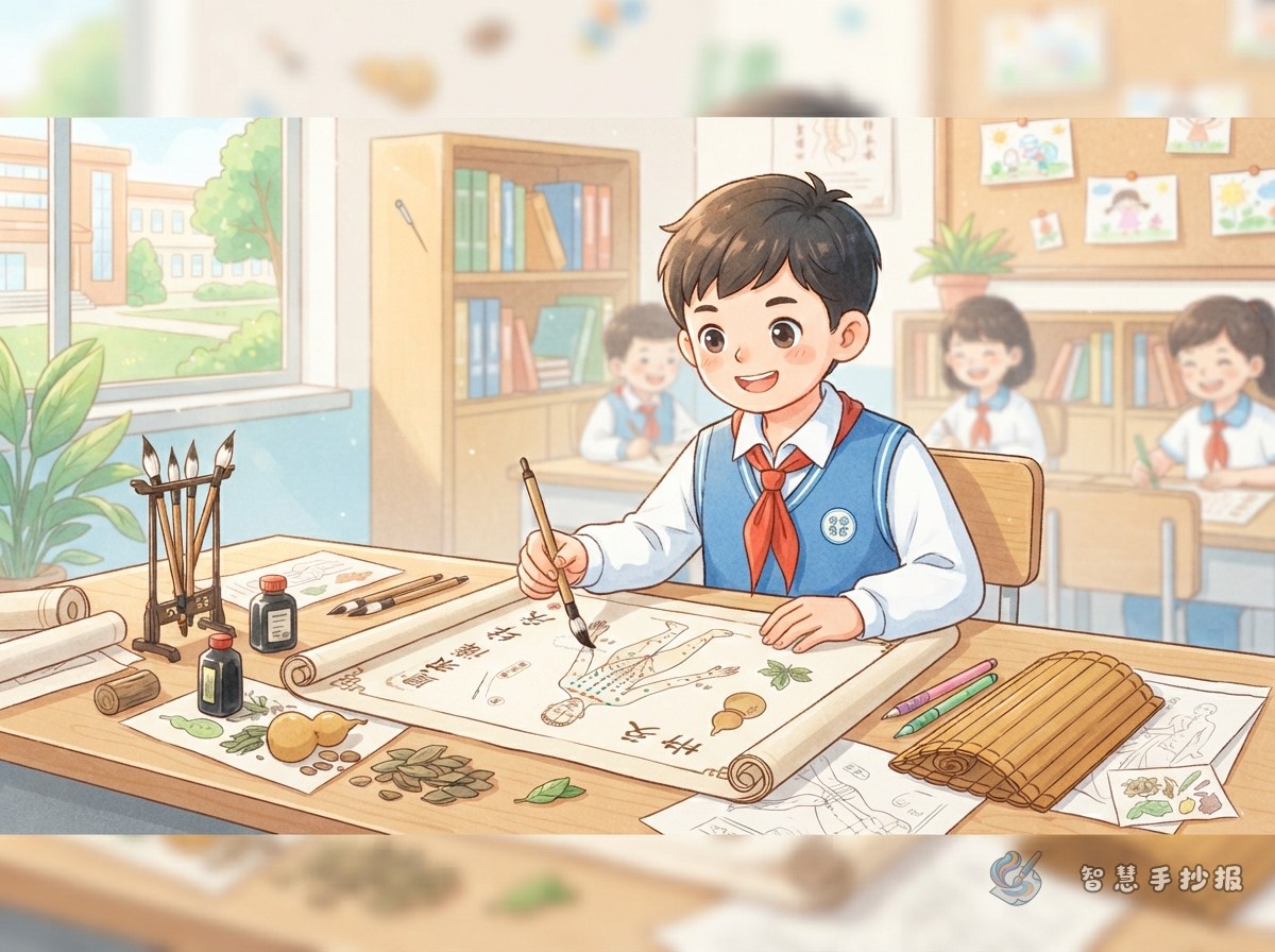 皇甫谧针灸手抄报怎么设计才有医学传承感 - 智慧手抄报专题封面图