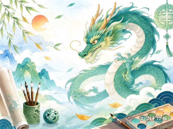 How to Design an Azure Dragon Handwritten Newspaper with Traditional Style - Sketch Topic Cover