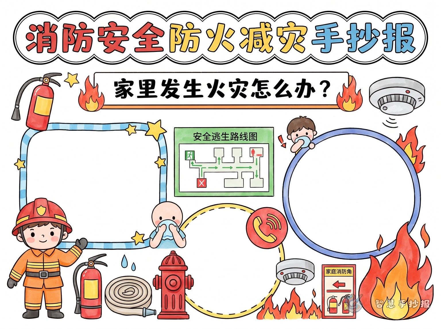 How to Write a Handwritten Newspaper About What to Do During a Home Fire - Poster topic cover image