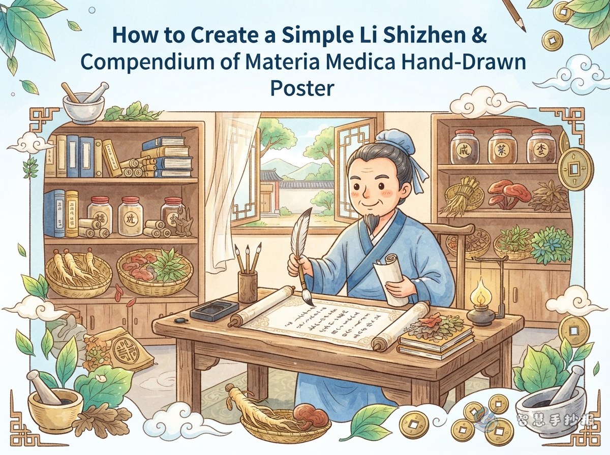 李时珍与《本草纲目》手抄报怎么画简单又有中医药特色 - 智慧手抄报专题封面图