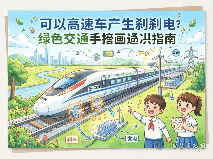 高铁刹车时也能发电吗？绿色交通手抄报怎么做 - 相关内容封面