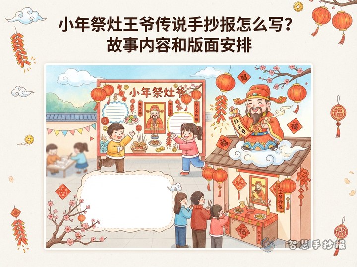 小年祭灶王爷传说手抄报怎么写？故事内容和版面安排 - 相关内容封面