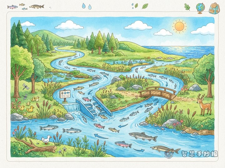 How to Make a Fish Migration and River Connectivity Poster - Preview of Rivers, Wetlands, and Aquatic Ecology Handwritten Newspaper series