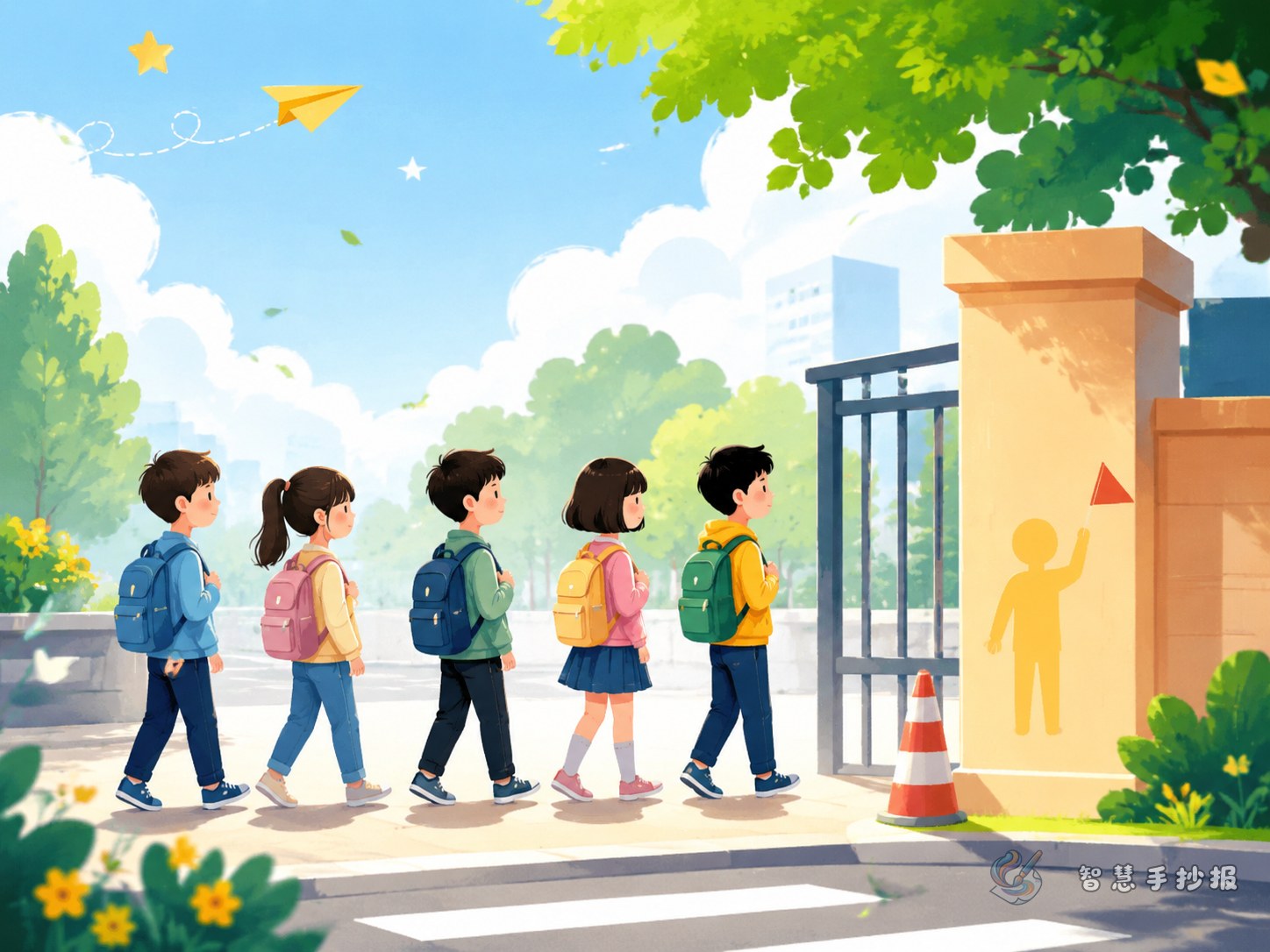 放学排队和校门口秩序手抄报怎么做更清楚 - 智慧手抄报专题封面图