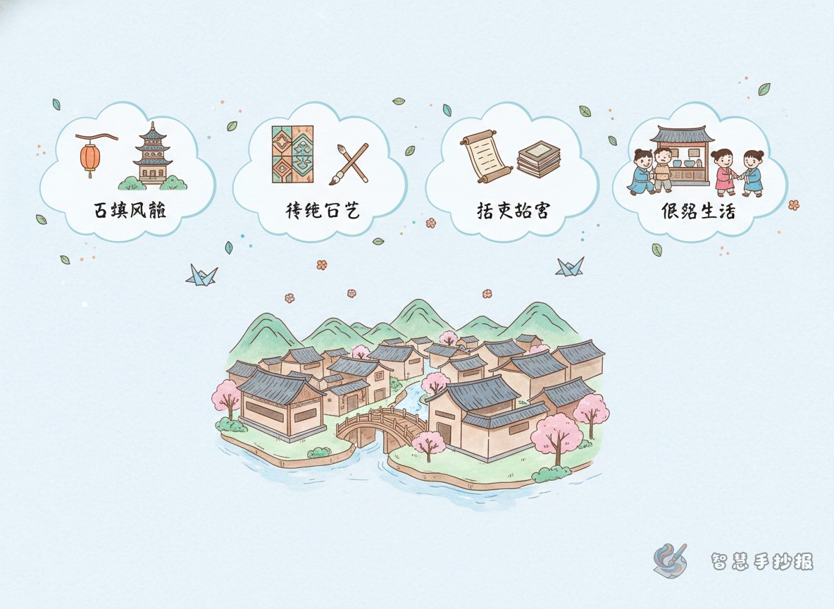 古镇老街手抄报可以分成哪几个小栏目 - 智慧手抄报专题封面图