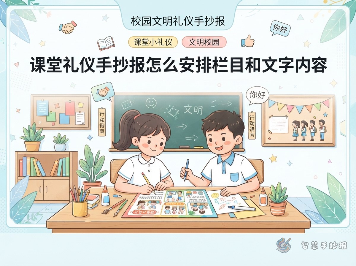 课堂礼仪手抄报怎么安排栏目和文字内容 - 智慧手抄报专题封面图
