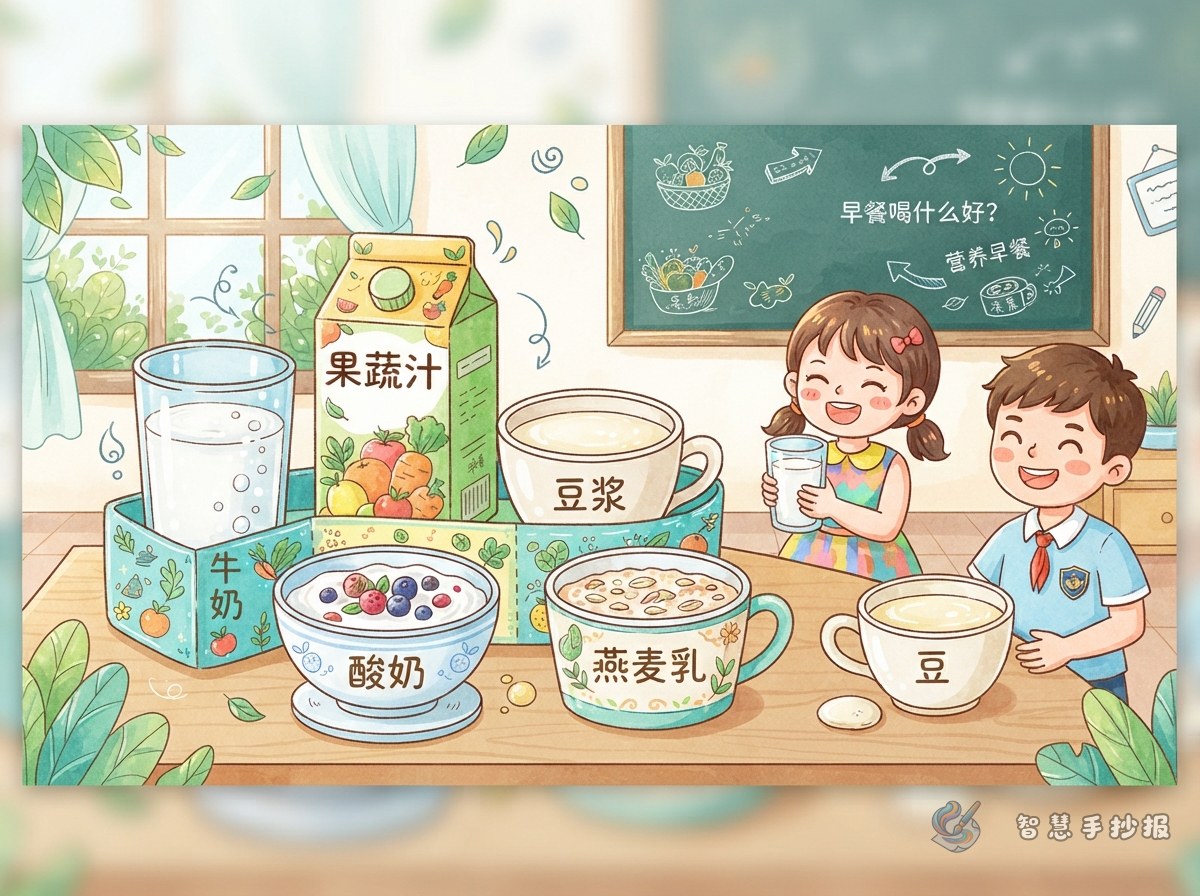 早餐喝什么好？手抄报里的饮品栏目可以这样设计 - 智慧手抄报专题封面图