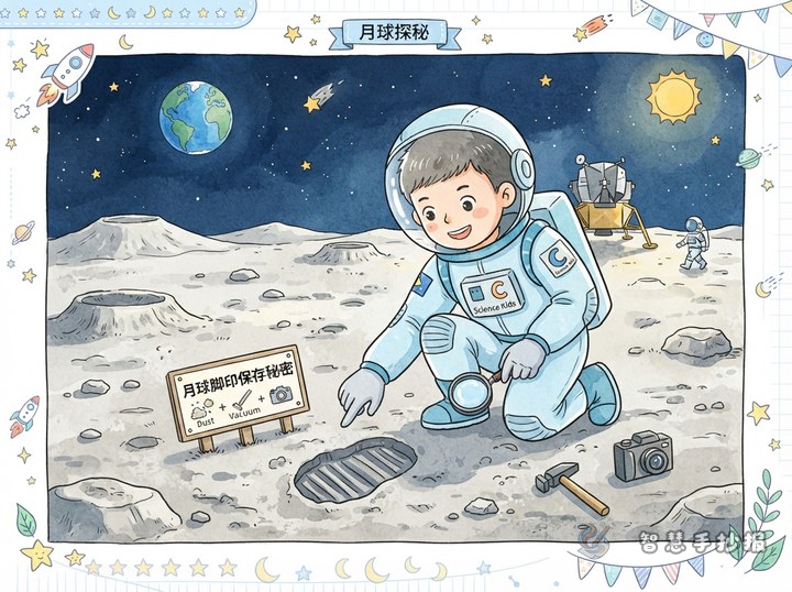 Why Do Footprints Stay on the Moon? Handwritten Newspaper Ideas - Poster line art preview